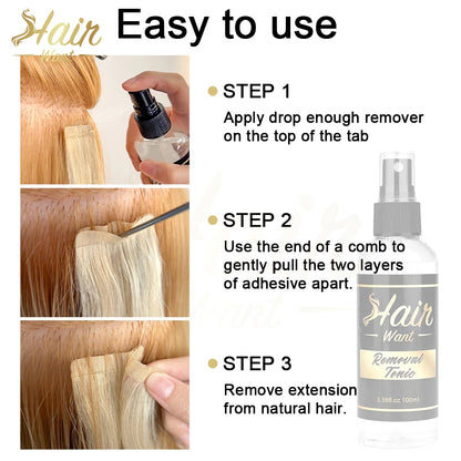 Style & Shine Hair  Hair Want 100ML Adhesive Remover Keratin Hot Melt Glue Remover Tape in Extension Remover Solvent Pre-bonded Extensions Remover