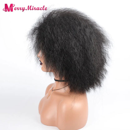 Crown & Glory Wigs  Short Fluffy Straight Synthetic Wig for  Women Kinky Straight Hair Natural Colour Afro Wigs for Women