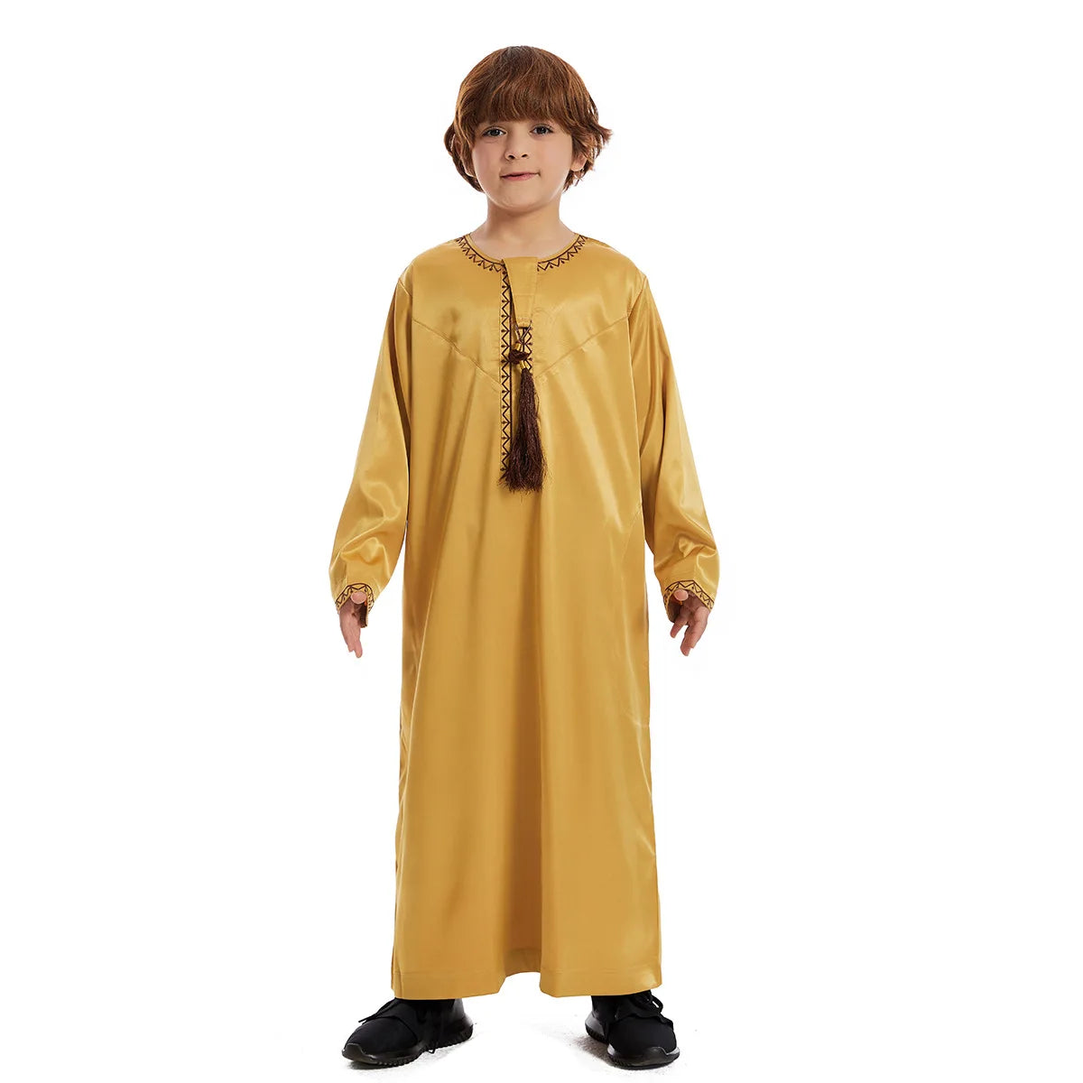 Muslim family  Eid Muslim Children Abaya Ramadan Jubba Prayer Thobe Boy Kids Abayas Islam Long Robe Gown Kaftan Dubai Arab Tassel Dishdasha