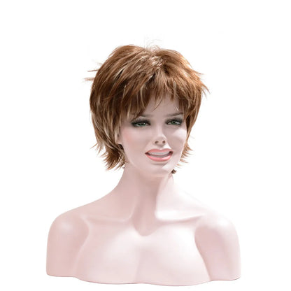 Crown & Glory Wigs Synthetic Wig European and American Women's Hair Short Wigs Puffy Chemical Fiber Fashion Head Cover with Bangs