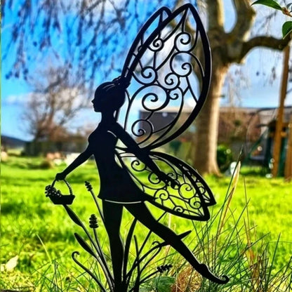 Outdoor 1pc Dancing Fairy Metal Decorative Garden Stake, Classic Creative Insert Yard Ornament For Halloween, Party, Lawn