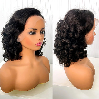 Crown & Glory Wigs  12A 250% Density Raw Super Double Drawn Vietnamese Human Hair wigs 18" Bouncy Wave 13x4 Lace Front Virgin Hair Pre Plucked Wigs