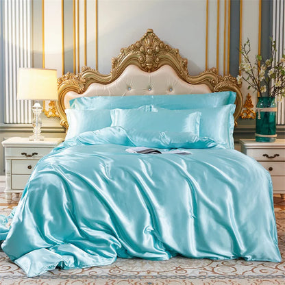 Bedroom  High End Home Emulation Silk Satin Bedding Set Luxury Single Double Duvet Cover Set High Quality King Queen Size Bedding Sets