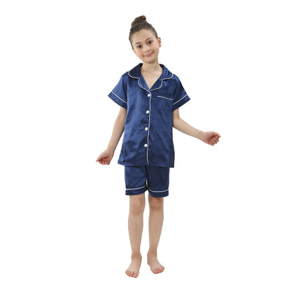 Girl clothing baby sleepwear kids pyjamas set teenager loungewear children home clothing boys silk satin pijamas girls nightgowns for party