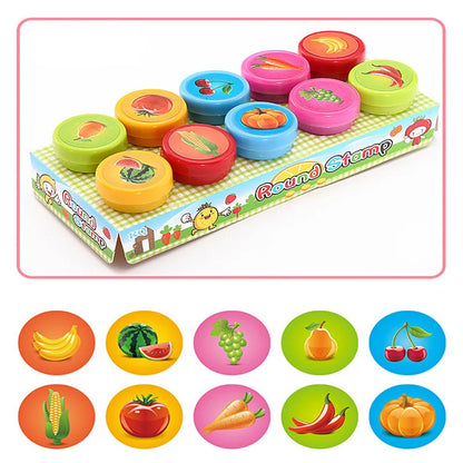 Toys 10pcs Assorted Stamps for Kids Self-ink Stamps Children Toy Stamps Smiley Face Seal Scrapbooking DIY Painting Photo Album Decor