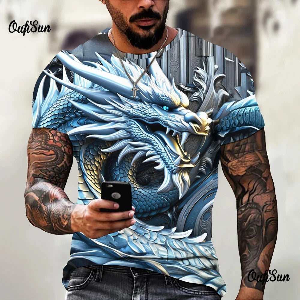 Men clothing Dragon Pattern Men's T-shirt