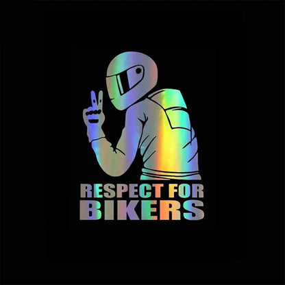 Car   RESPECT FOR BIKERS Car Motorcycle Sticker Reflective Laser Vinyl Decals Decoration Funny Stickers 15x11CM