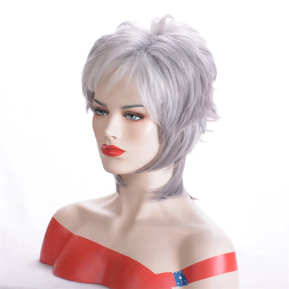 Crown & Glory Wigs Synthetic Wig European and American Women's Hair Short Wigs Puffy Chemical Fiber Fashion Head Cover with Bangs