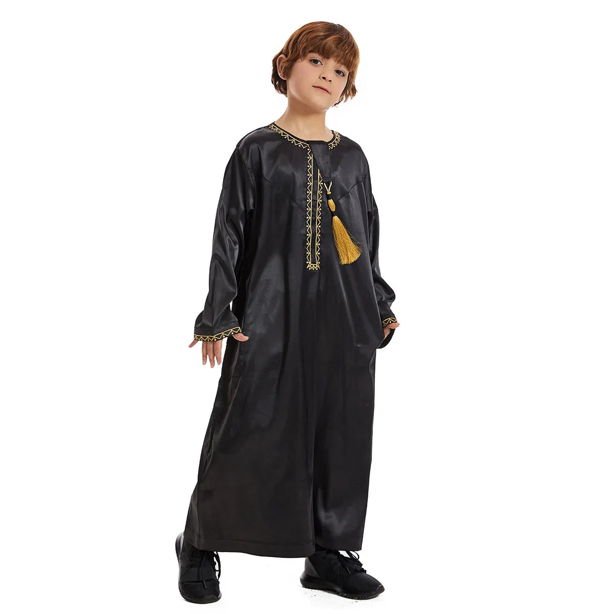 Muslim family  Eid Muslim Children Abaya Ramadan Jubba Prayer Thobe Boy Kids Abayas Islam Long Robe Gown Kaftan Dubai Arab Tassel Dishdasha