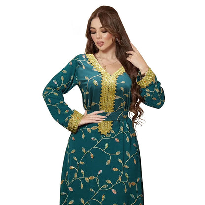 Muslim family   Ramadan Eid Abaya Embroider Dubai Turkey Muslim Hijab Dress Islamic Clothing African Dresses For Women Robe Musulmane Djellaba