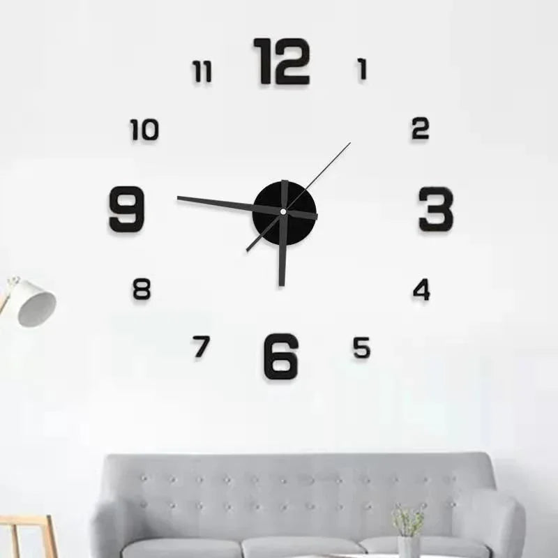 Living room Simple Modern Design Digital DIY Clock Silent Wall Clock Room Living Wall Decoration Home Decor Punch-Free Wall Sticker Clock