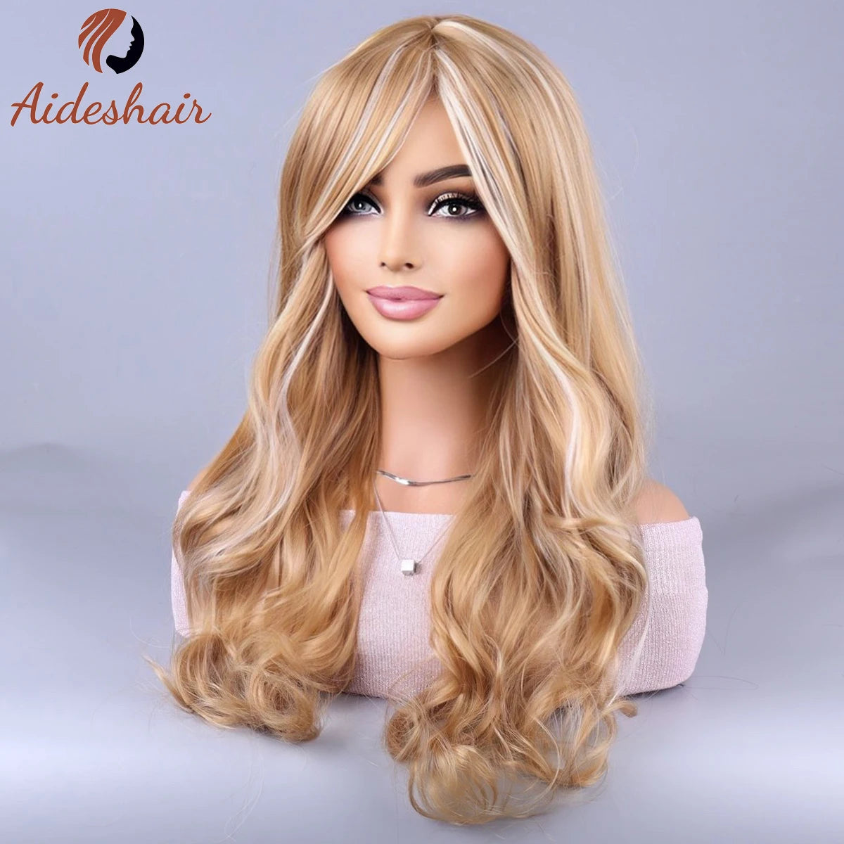 Crown & Glory Wigs  Synthetic wig europe and the United States big wave part long bangs long curly hair pick dyed women's headgear