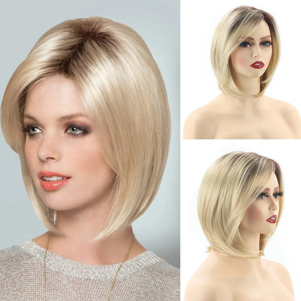 Crown & Glory Wigs Synthetic Wig European and American Women's Hair Short Wigs Puffy Chemical Fiber Fashion Head Cover with Bangs