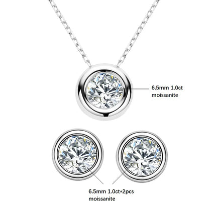 Jewellery Real 3ctw. D Color Moissanite Jewelry Set 925 Silver 18k Gold Plated Pendant Necklace Stud Earrings Set for Women Men Gift