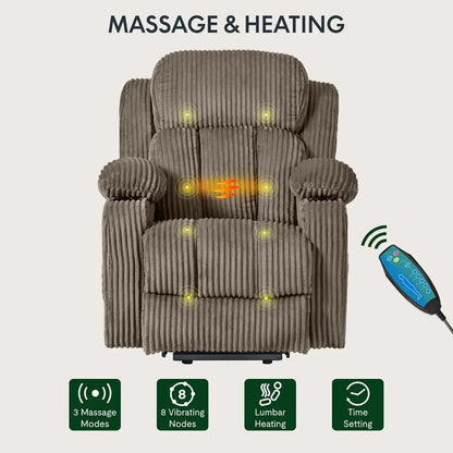 Living Room Power Lift Recliner Chair, Electric Leather Lift Recliner Chair W/Massage & Heat Cup Holders Lift Reclining Chair Sofa, Recliner