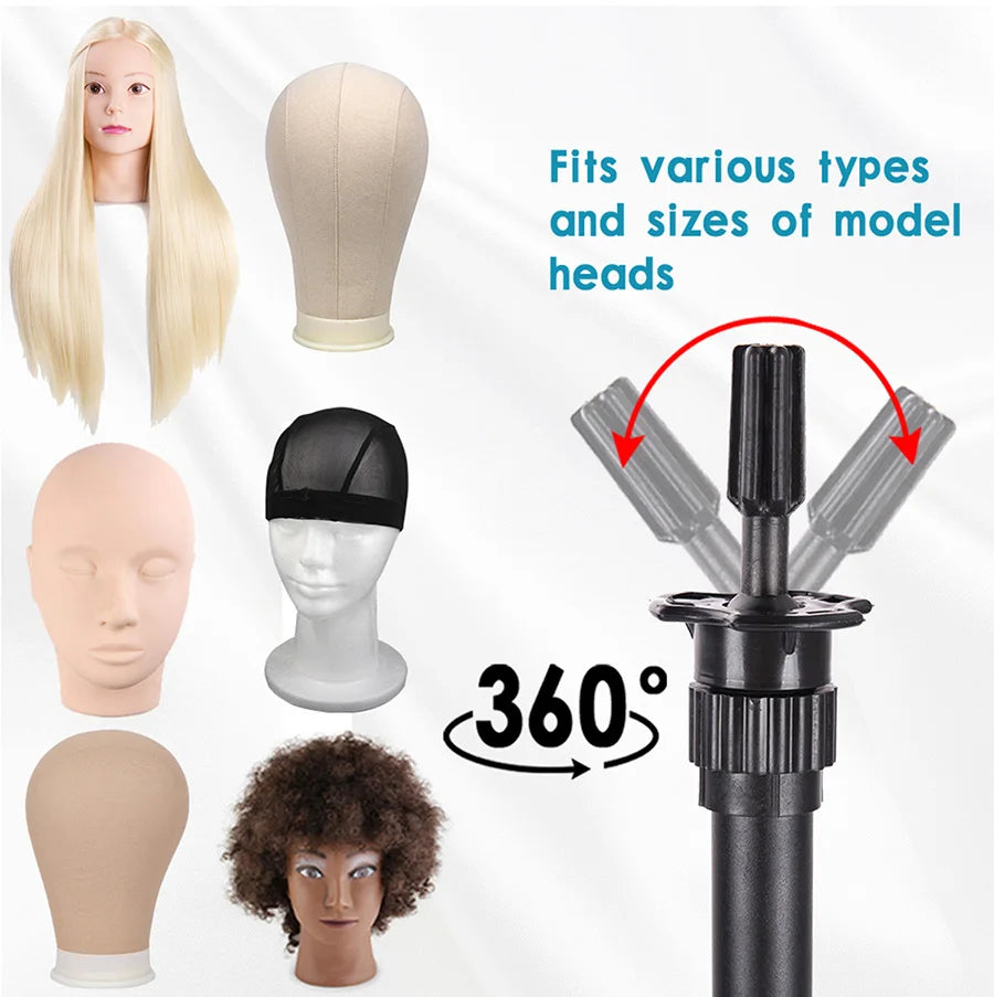 Style & Shine Hair  Wig Stand With Three Holders