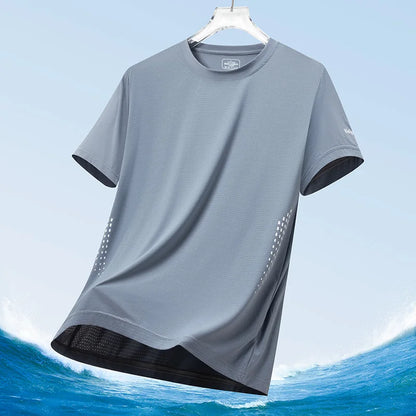 Men clothing  Ice Silk Thin Short Sleeve Quick Drying T-shirt for Men