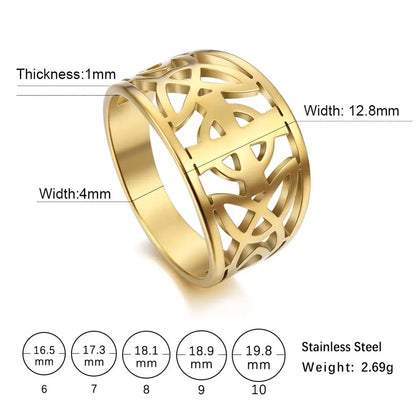 Jewellery   My Shape Celtic Knot Cross Rings for Women Christian Finger Ring Stainless Steel Gold Color Religious Amulet Jewelry Fashion