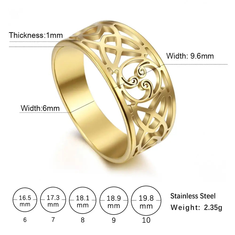 Jewellery   My Shape Celtic Knot Cross Rings for Women Christian Finger Ring Stainless Steel Gold Color Religious Amulet Jewelry Fashion