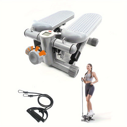 Fitness   Mini Stepper Exercise Fintess Machine with Resistance Bands LCD Monitor Home Gym with LCD Monitor Stepping Machine with Resistance Bands Grey