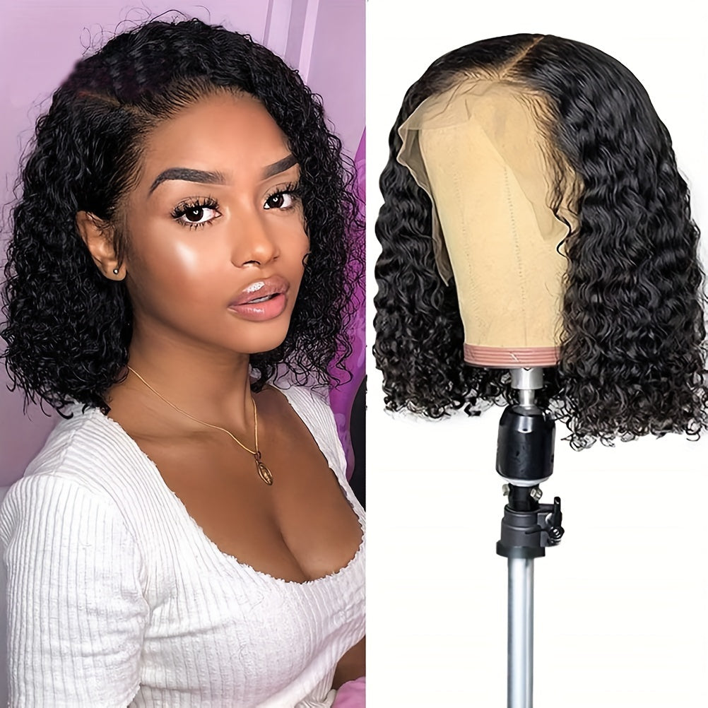 Crown & Glory Wigs   1PCS/2PCS Reusable Short Bob Wigs, Deep Curly Lace Front Wigs, Short Bob Wigs Deep Rose Net Wigs 14 Inches Short Curly Bob Wig High Temperature Wire Glueless Machine Made Wigs, Wave Rose Net Wigs Short Curly Bob Wig Glueless