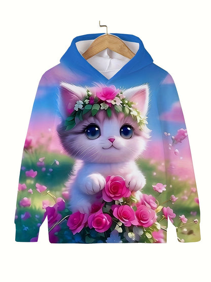 Boy  clothing   Autumn and Winter Cat Hoodie Sweatshirt