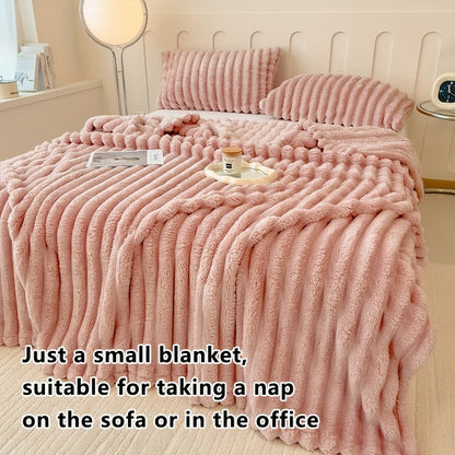 Bedroom  [Thick Cosy Ultra-Soft Throw Blanket] Ultra-Soft Striped Throw Blanket - Thick, Warm & Versatile for Bed, Sofa, and Pet Use - Cozy All-Season Comfort, for Winter