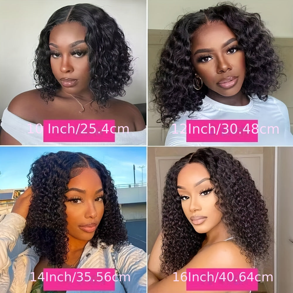 Crown & Glory Wigs  Glue less Wigs Human Hair Pre Plucked Pre Cut Curly Put On And Go None Lace Curly Wig For Women 4x4 HD Lace Closure Wig