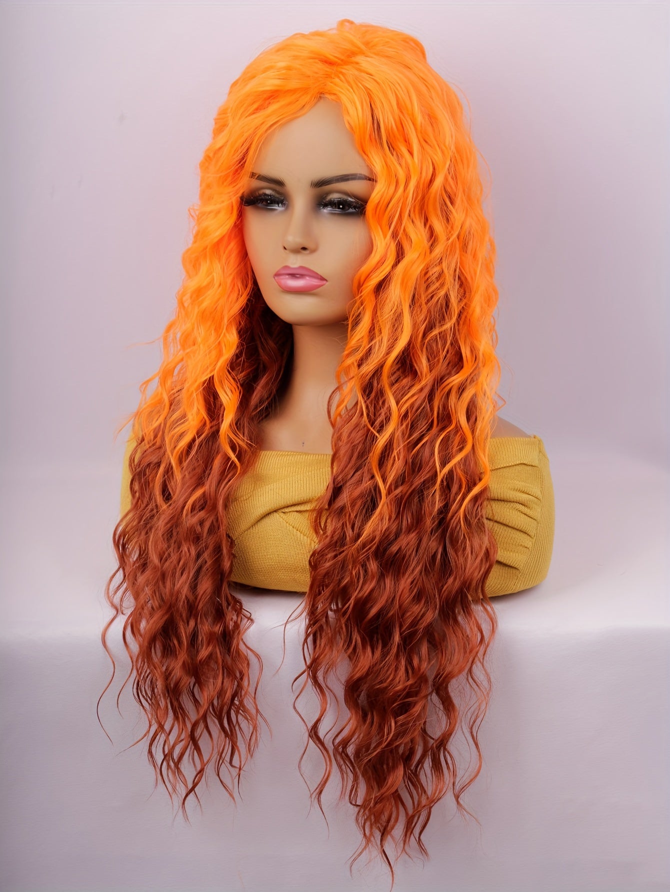 Crown & Glory Wigs   UFINE Elegant Water Wave Wigs for Women - High-Temperature Fiber, Rose Net Cap, 150% Density, Versatile Synthetic Hairpiece for Daily Wear, Halloween, Cosplay - 28-inch Long Curly Middle Part Wig