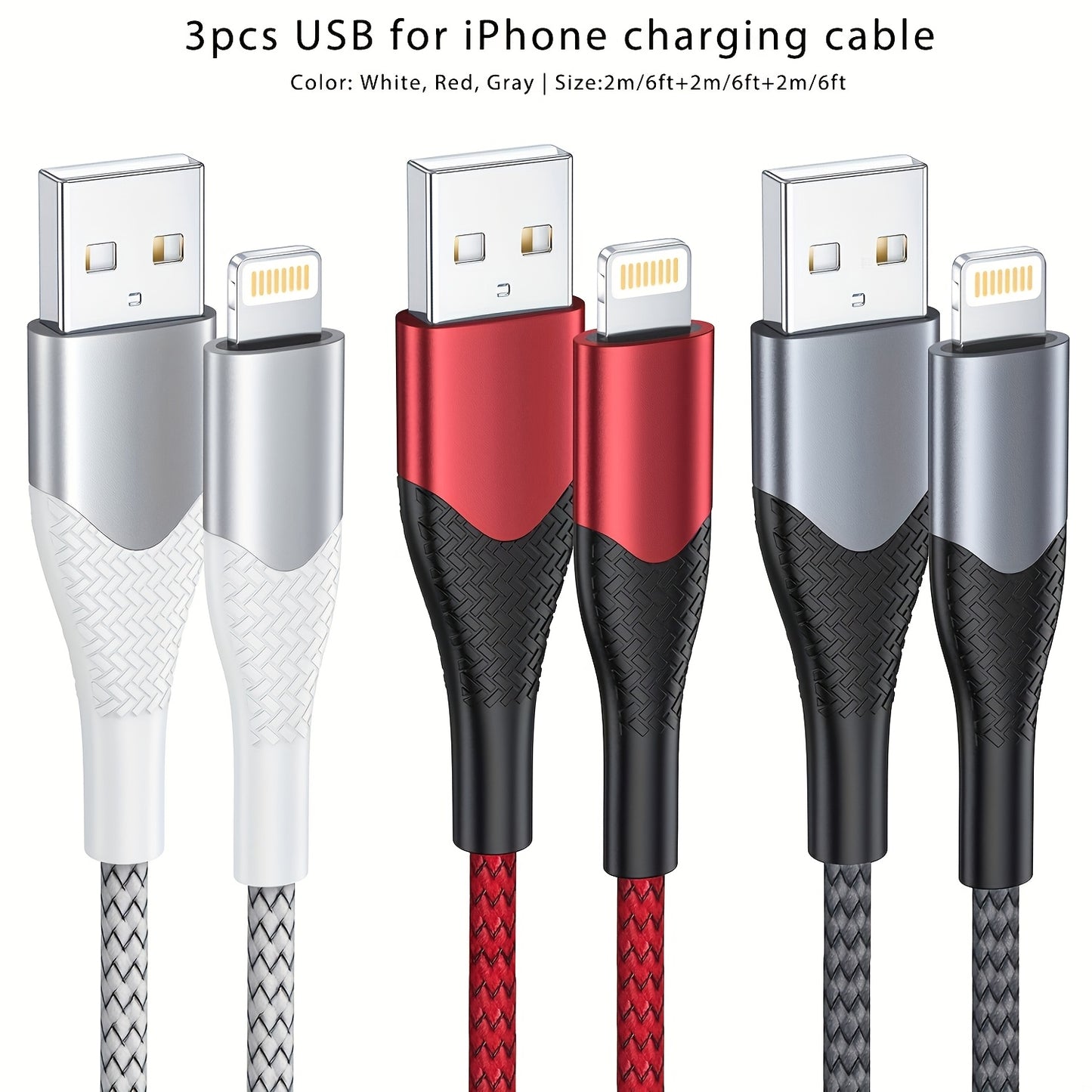 Mobile  3/6pcs for iPhone fast charging cable, 180cm charger data cable