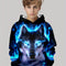 Boy  clothing  Blue Flame Wolf 3D Print Boys Long Sleeve Hoodie