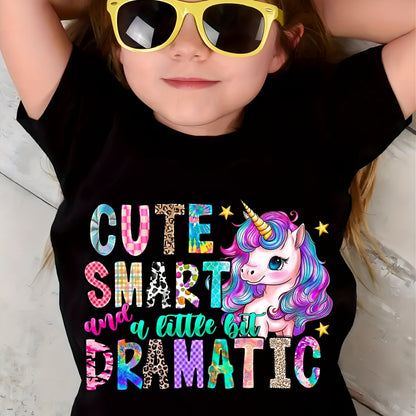 Girl clothing  Unicorn Graphic & Letter Print Creative T-Shirts