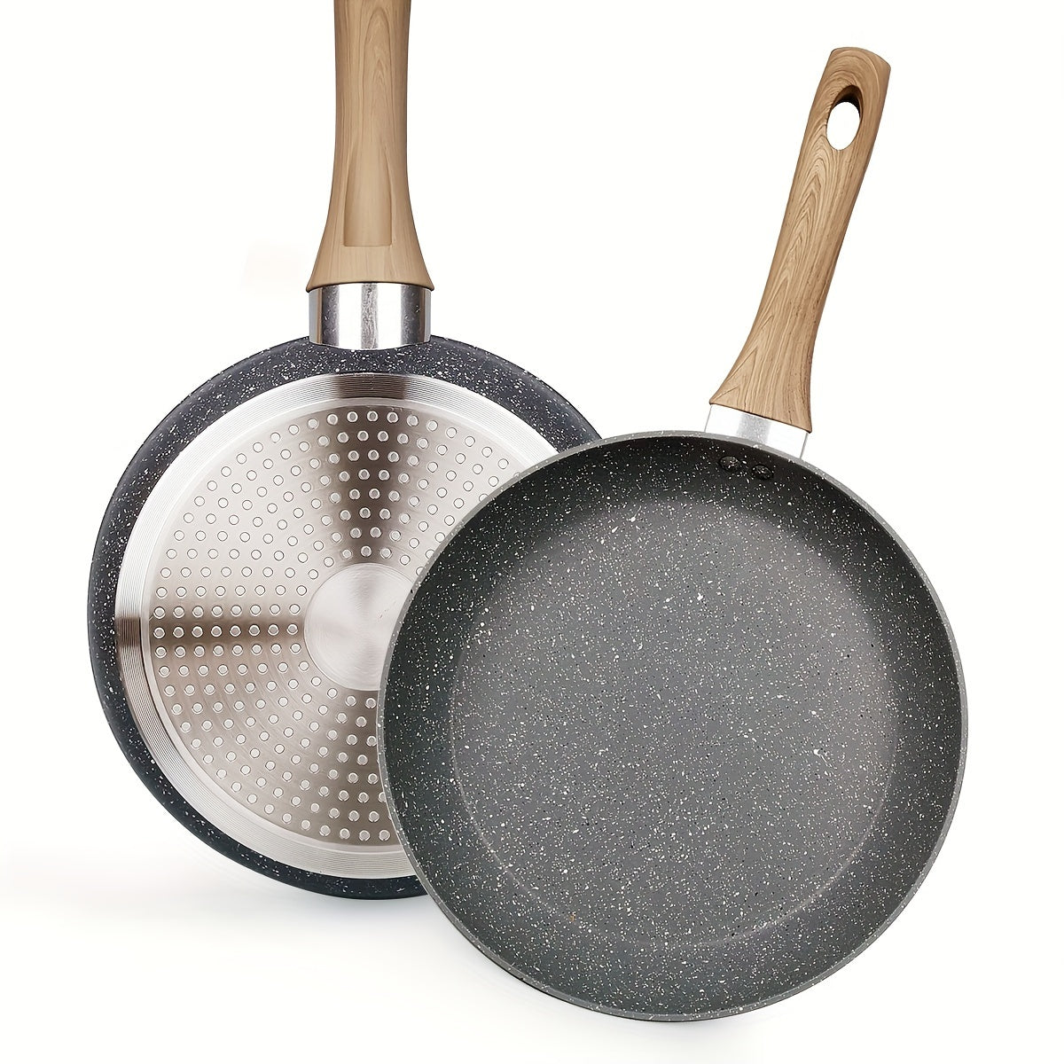 Kitchen 3pcs Non-Stick Pan Set, Aluminum, 17.78 cm & 24.13 cm & 27.94 cm, Grey, Foa And Pfas-Free for Kitchen Cooking