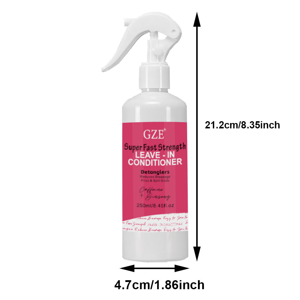 Style & Shine Hair  [Detangling Moisturizing Spray] GZE Super Fast Strength Leave-In Conditioner, 250ml/8.45oz, Caffeine Ginseng, Detangler, Reduces Breakage & Frizz, Heat Resistant, Moisturizing Hydrating Spray for Damaged Curly Hair & Syntheti