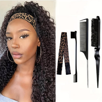 Style & Shine Hair  4-Piece Hair Styling Accessory Set - Elastic Edge Band for Wigs, Lace Front Grip, Pin Tail Comb, Fine Tooth Comb, Double-Sided Edge Control Brush Kit