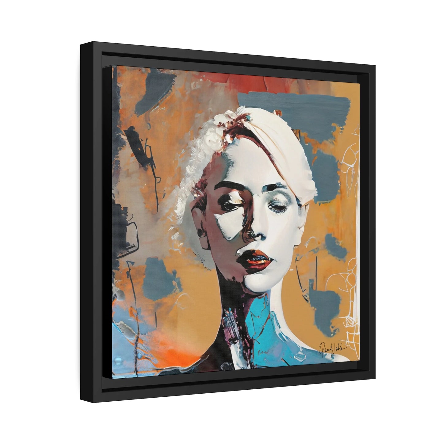 Woman Abstract Portrait - Canvas Wall Art with Frame