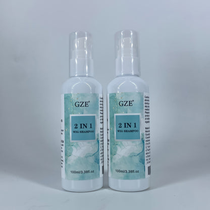 Style & Shine Hair  2-Pack GZE 2 IN 1 Synthetic Wig Shampoo, Colour-Safe Detangle, Promotes Body & Volume, Moisturizing Silkiness, 100ml Each