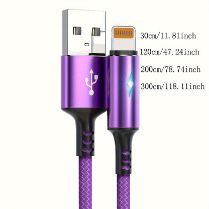 Mobile  Apple Compatible iPhone Charging Cable - Durable Nylon Braided 2.4A Fast Charging Cord