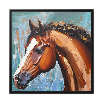 BROWN STALLION PORTRAIT Canvas Wall Art - by Queennoble