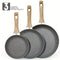 Kitchen 3pcs Non-Stick Pan Set, Aluminum, 17.78 cm & 24.13 cm & 27.94 cm, Grey, Foa And Pfas-Free for Kitchen Cooking