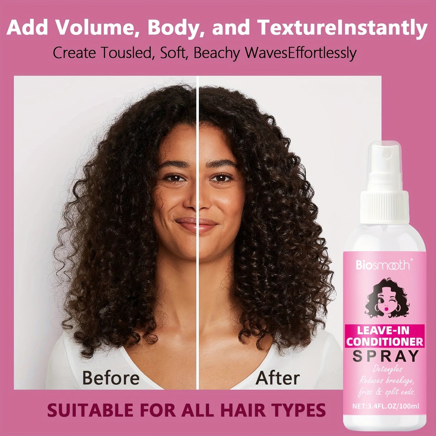 Style & Shine Hair  Leave-in Conditioner Spray, Anti Frizz Formula, Add Volume And Texture Instantly, Suitable For All Hair Types