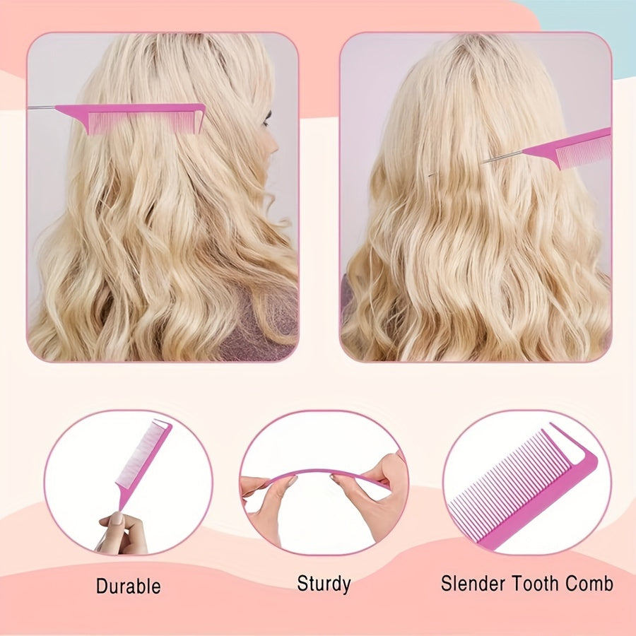 Style & Shine Hair  4-Piece Hair Styling Accessory Set - Elastic Edge Band for Wigs, Lace Front Grip, Pin Tail Comb, Fine Tooth Comb, Double-Sided Edge Control Brush Kit