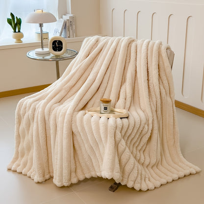 Bedroom  [Thick Cosy Ultra-Soft Throw Blanket] Ultra-Soft Striped Throw Blanket - Thick, Warm & Versatile for Bed, Sofa, and Pet Use - Cozy All-Season Comfort, for Winter