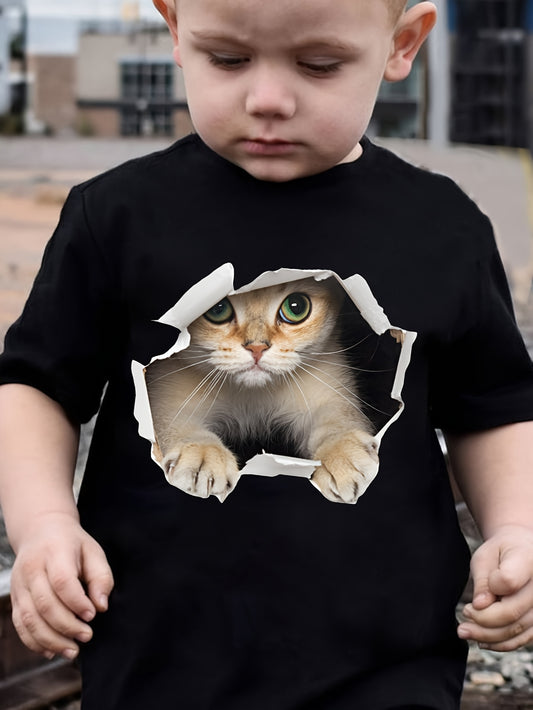 Boy clothing  3D Cat Print Boys' T-Shirt