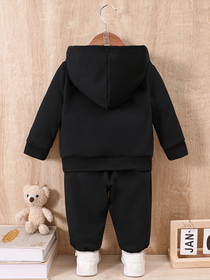 Boy  clothing  Boys And Babies  Zipper Bear Print Long-Sleeved Sweatshirt + Print Trousers Two-Piece Set