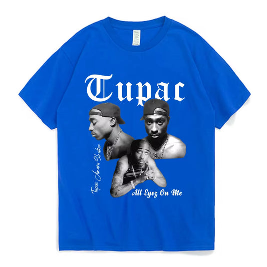 Rapper Tupac 2Pac Graphic T Shirt Fashion High Quality Short Sleeves T-Shirts Oversized Hip Hop Streetwear Men'S Cotton T-Shirt