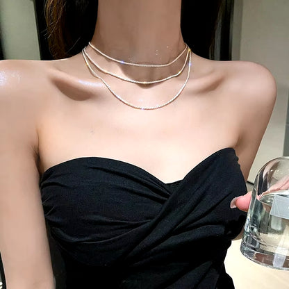 Popular Sparkling Necklace for Women Clavicle Chain Choker Fashion Jewelry Wedding Party Birthday Gift