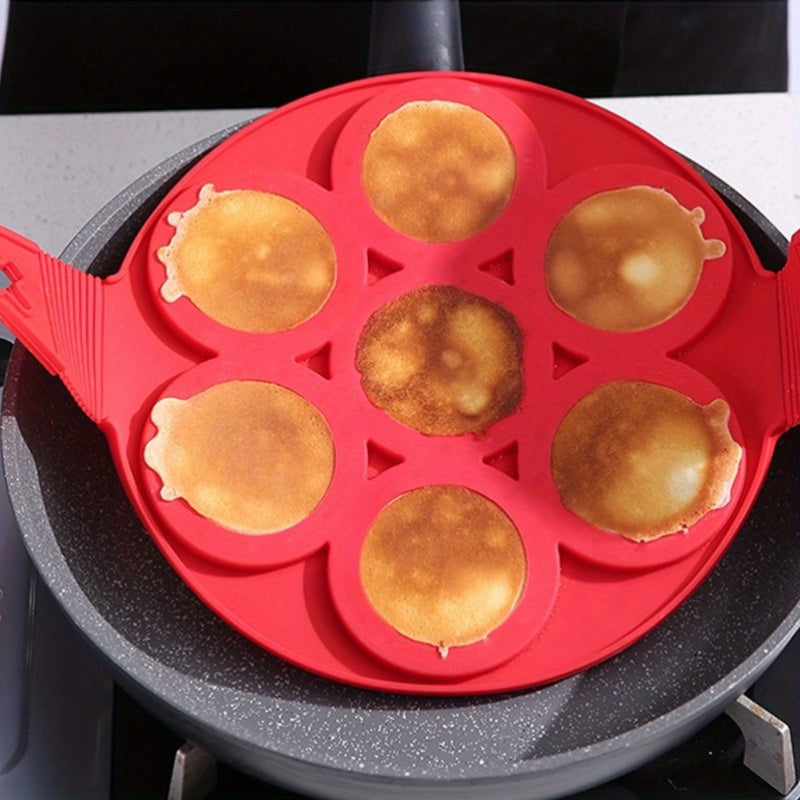 Kitchen   [1pc 7-Hole Silicone Pancake & Egg Mold] 1pc Silicone Pancake & Egg Ring Mold, 7-Cavity, Nonstick, Easy to Clean, Versatile Kitchen Tool for Homemade Breakfasts and Eggs, with Uncharged, for Family and Restaurant-Quality Meal