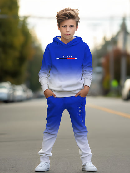 Boy clothing  3D Printed Hoodie Sweatshirt with Pocket Trousers Cool Gradient Colour Gift