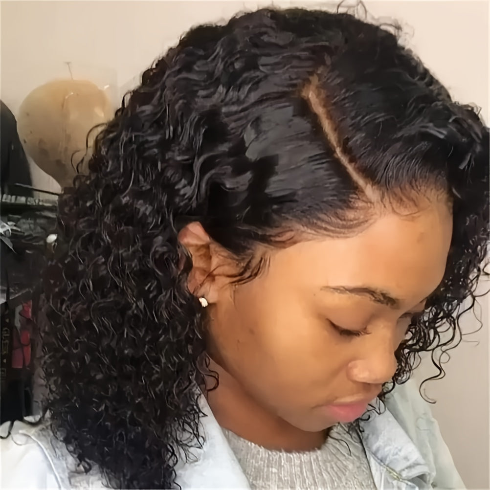 Crown & Glory Wigs   1PCS/2PCS Reusable Short Bob Wigs, Deep Curly Lace Front Wigs, Short Bob Wigs Deep Rose Net Wigs 14 Inches Short Curly Bob Wig High Temperature Wire Glueless Machine Made Wigs, Wave Rose Net Wigs Short Curly Bob Wig Glueless